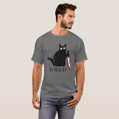 Wat een grappige kat? Murderous Black Cat met Knif T-shirt (Voorkant volledig)