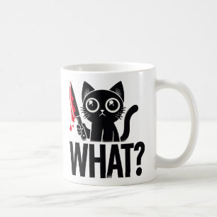 Wat een grappige zwarte kat. Moordzuchtige kat met Koffiemok