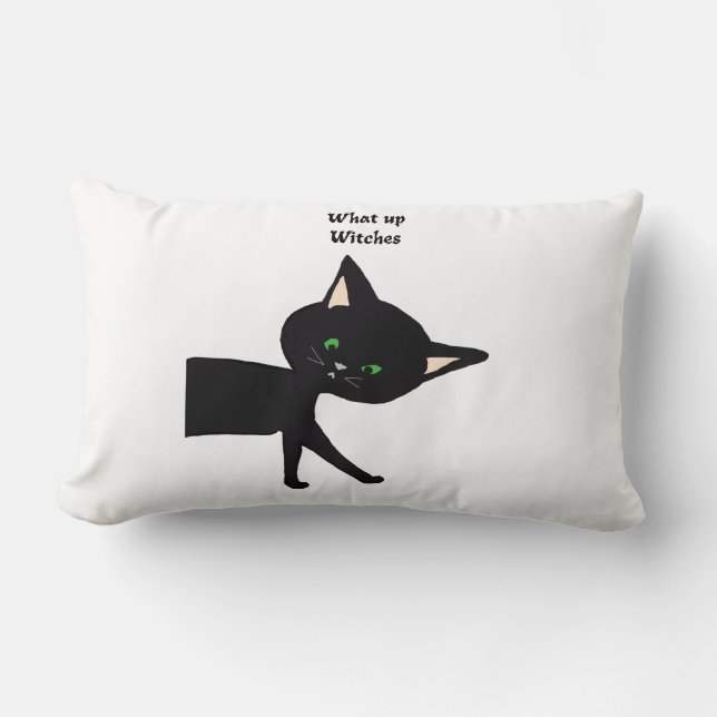 Wat een heksen! Grappige zwarte kat met groene oge Kussen (Voorkant)