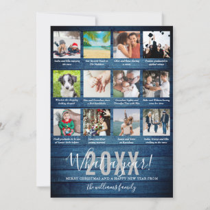 Wat een jaar 12 foto collage bijschriften Blue Woo Feestdagenkaart