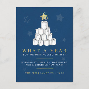 Wat een jaar durende papieren kerstperiode feestdagenkaart