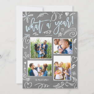 Wat een jaar foto van Doodles Collage 4 Feestdagenkaart
