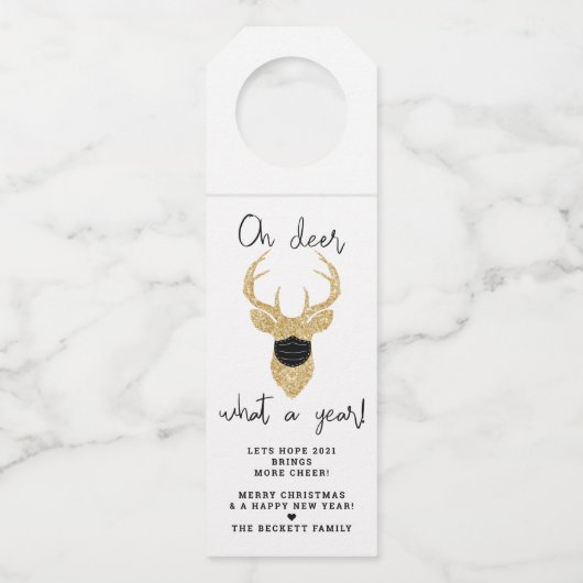 Wat een jaar! Funny Kerstfeestdag Flessenhanger (Voorkant)