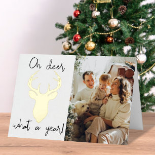 Wat een jaar! Funny Kerstfoto Real Folie Feestdagenkaart