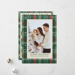 Wat een jaar in recensie geruite Kerstmis Feestdagenkaart