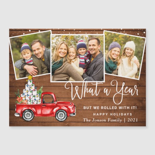 Wat een jaar Kerstmis 3 Fotomagnetische Kaart (Voorkant)