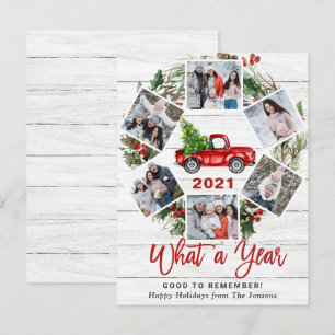 Wat een jaar Kerstmis Rode Truck 6 Fotokaart Briefkaart