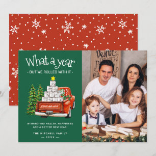 Wat een jaar, maar we rolden er mee door Foto Feestdagenkaart