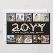 Wat een Jaar Modern 10 Fotocollage Zwart en Goud Feestdagenkaart (Voorkant)