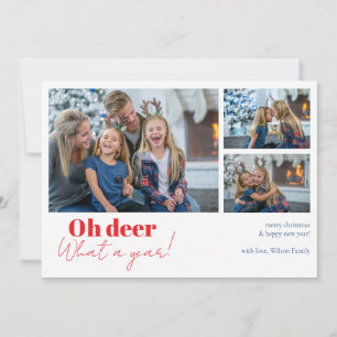 Wat een jaar Red 3 foto's Kerstmis Feestdagenkaart