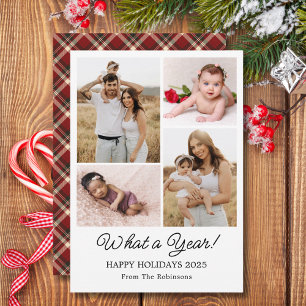 Wat een jaaroverzicht familie fotocollage ruitjesp feestdagenkaart