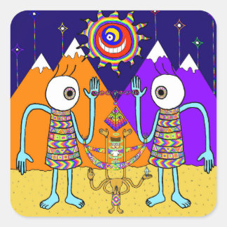 Wat een kleurrijke wereld Sticker (vierkant)