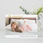 Wat een leuke goudglitter kerstfoto feestdagenkaart (Staand voorkant)