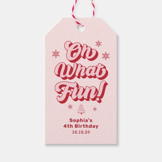 Wat een leuke kerst-verjaardagsfeest-favoriet cadeaulabel (Voorkant)