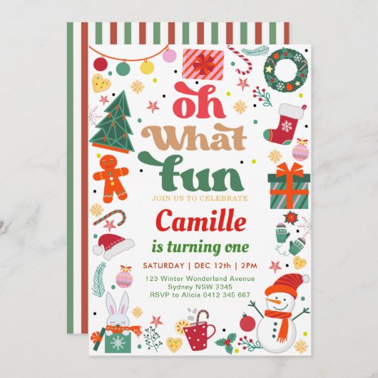 Wat een leuke kerstfeestdag kaart (Voorkant / Achterkant)