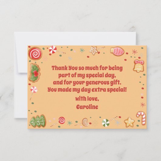 Wat een leuke verjaardag met kerst bedankkaart (Voorkant)