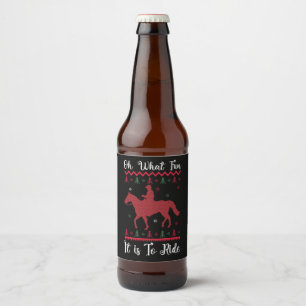 Wat een lol is het om Kerstmis te paard te vieren Bier Etiket