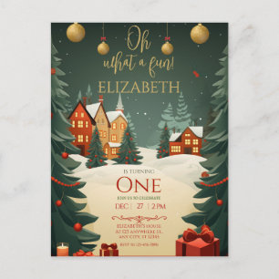 Wat een pret 1e verjaardag Kerstmis Briefkaart