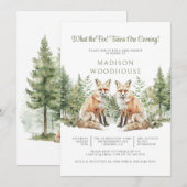 Wat een vos! Twins Baby shower uitnodiging (Voorkant / Achterkant)