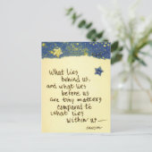 Wat er achter ons ligt...gezegde gekleurde tekenin briefkaart (Staand voorkant)