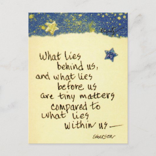 Wat er achter ons ligt...gezegde gekleurde tekenin briefkaart (Voorkant)