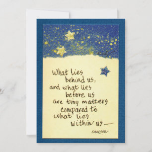 Wat er achter ons ligt...gezegde gekleurde tekenin notitiekaartje