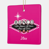 Wat er in Bunco gebeurt Keramisch Ornament (Links)