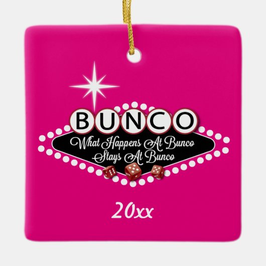 Wat er in Bunco gebeurt Keramisch Ornament (Voorkant)