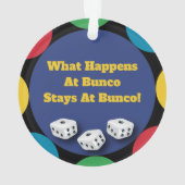 Wat er in Bunco gebeurt Ornament (achterkant)