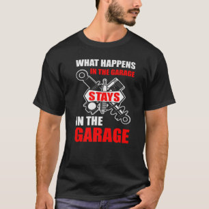 Wat er in de garage in de garage gebeurt t-shirt