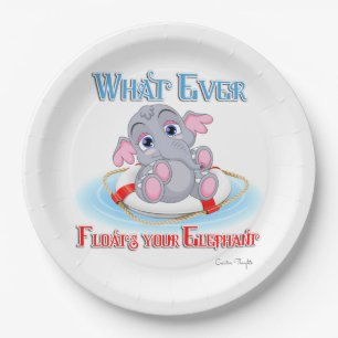 Wat er ook op drijft... je Baby olifant Papieren Bordje