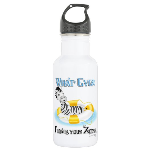 Wat er ook op drijft Uw Zebra 4 Waterfles (Voorkant)