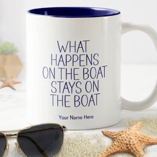 Wat er op de boot gebeurt blijft grappig Kapitein Tweekleurige Koffiemok