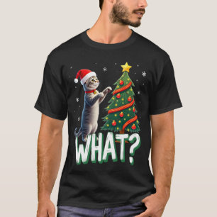 Wat Fun Cat Duwt Kerstboom Om Cat Xma T-shirt