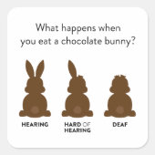 Wat gebeurt er als je een chocoladekonijn eet? vierkante sticker (Voorkant)