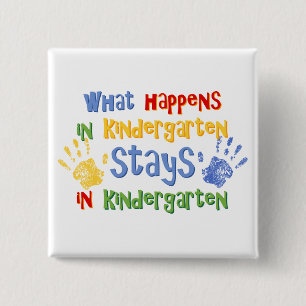 Wat gebeurt er in de Kindergarten? Vierkante Button 5,1 Cm