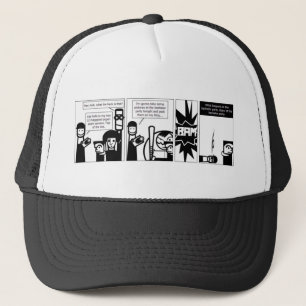 Wat gebeurt er op het vrijgezellenfeest? trucker pet