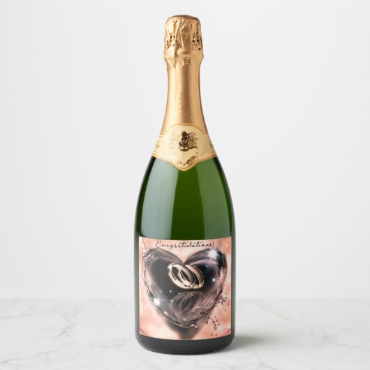 Wat God heeft samengesteld bruiloft (roze) Sparkling Wijnetiket (Voorkant)