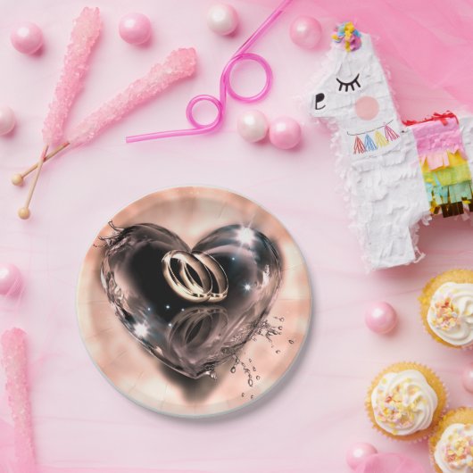 Wat God heeft samengesteld bruiloft roze (zilver) Papieren Bordje (Feest)