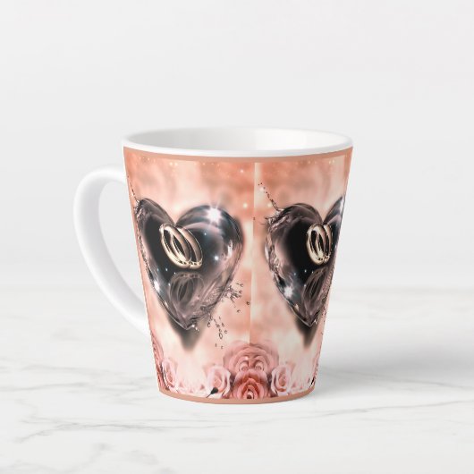 Wat God heeft samengesteld (roze roos) Latte Mok (Linkerhoek)