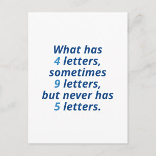 Wat heeft 4 letters? briefkaart