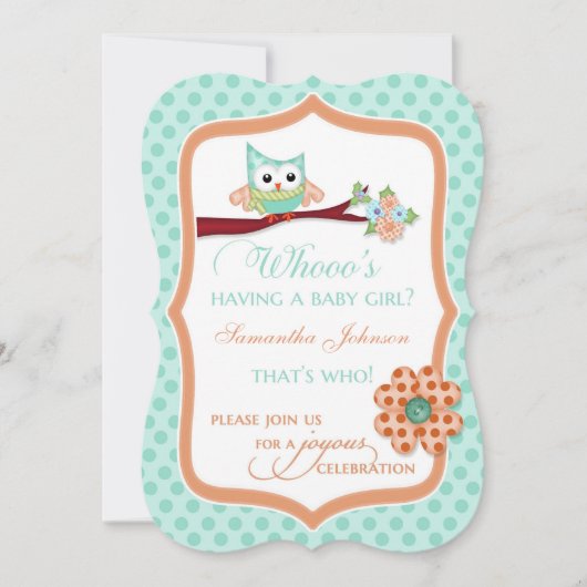 Wat heeft een babymeisje? Aqua & Peach Kaart (Voorkant)