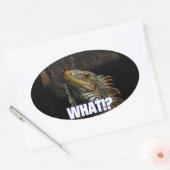 Wat? Iguana Ovale Sticker (Envelop)