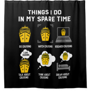 Wat ik in mijn vrije tijd doe, is grappig douchegordijn