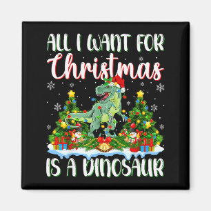 Wat ik met Kerstmis wil is een dinosaurus Kerstboo Magneet