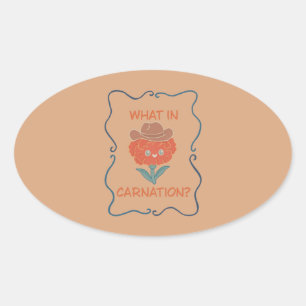 Wat in Anjer Grappige Cowboy Bloem Ovale Sticker