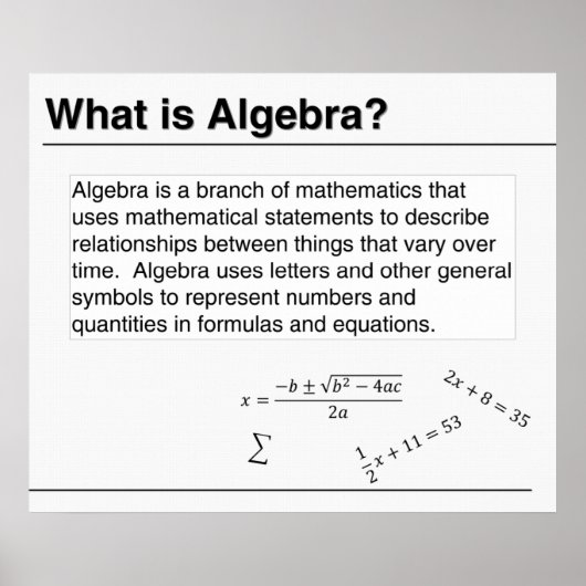Wat is Algebra? Poster (Voorkant)