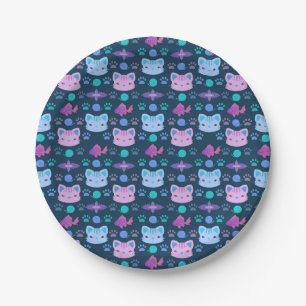 Wat is Cool, Kitty Cat in Paars en Blauw Papieren Bordje