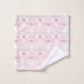 Wat is Cool, Kitty Cat in Roze en Mint Bad Handdoek (Wasdoekje)