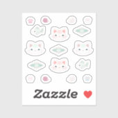 Wat is Cool, Kitty Cat in Roze en Mint Sticker (Vel)